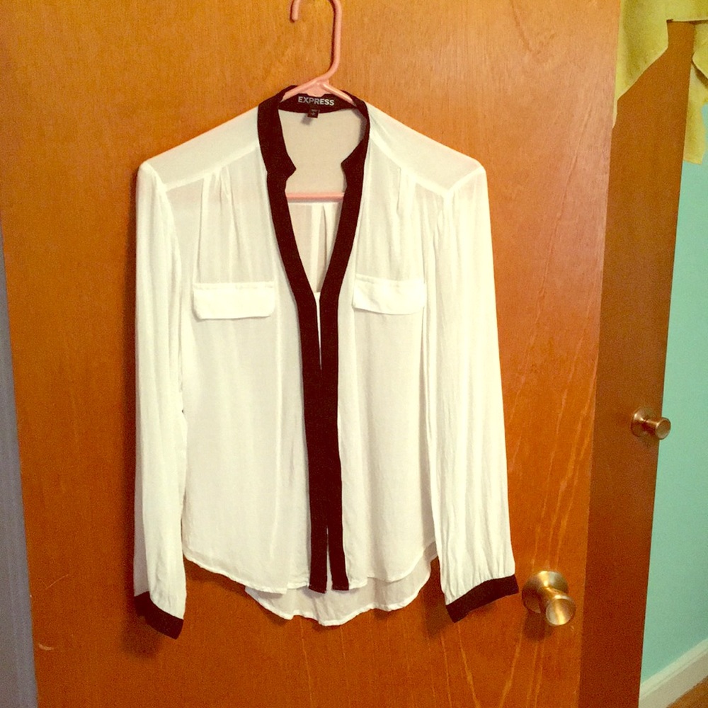 Express black & white long sleeve top size small